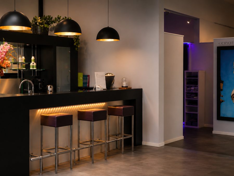 De bar en ontvangstruimte van Pragma Health